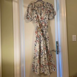 Shoshonna Caricia Floral Belted MIDI dress